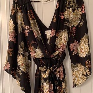Black floral high low tie dress Size L